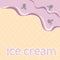 Ice cream. Blueberry cream Melted on Wafer Background