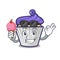 With ice cream blueberry cupcake character cartoon