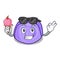 With ice cream blueberry roll cake character cartoon