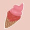Ice cream in bright cartoon style, ice cream vector in nice colors isolated on background