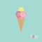 Ice cream with buttons. Love card Flat design