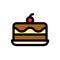 Ice cream cake vector, Sweets filled icon editable outline