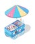 Ice Cream Cart Store Isometric Vector Icon