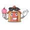 With ice cream cartoon dog house and bone isolated