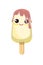 Ice cream. Cartoon funny character. The object is isolated on a white background. Popsicle on a stick. Summer food sweet