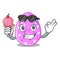 With ice cream cartoon shape easter color on eggs