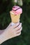 Ice cream in children`s hands