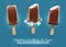 Ice-cream chocolate vanilla ice on wands vector