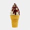 Ice cream chocolate in a waffle cone is delicious. Highly detailed 3d rendering illustration mock up front view close up.