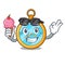 With ice cream classic watch isolated on a mascot