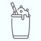 Ice Cream Cocktail thin line icon. Milkshake with whipped cream vector illustration isolated on white. Cocktail dessert