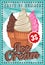 Ice cream colored poster in vintage style