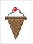 Ice cream cone chocolate with white ice cream red cherry on top