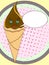 Ice cream cone with face, smile on pop art background. An imitation comic book. raster text bubble