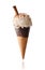 Ice cream cone flavored meringue milk and cinnamon isolated white