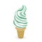 Ice-cream cone green. Ice cream white