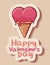 Ice cream cone happy valentine`s day