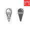 Ice cream cone line and glyph icon, dessert and delicious, ice cream in waffle cone sign vector graphics, editable