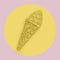 Ice cream cone made from confetti with tasty cream on pastel pink and yellow background. Trendy minimal pop art style and summer f