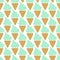 Ice cream cone seamless mint blue pattern background