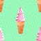 Ice Cream Cone Seamless Pattern for Packaging, Watercolor Hand drawn
