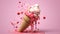 Ice cream cone, strawberry, chocolate, vanilla, refreshing, fruity, delicious generated by AI