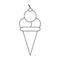 Ice cream cone with three scoops black and white