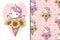 Ice cream cone unicorn with sunflower, Wallpaper and pattern Kawaii style