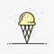 Ice cream cone vanilla icon in filled outline style for  summer poster and social media banner