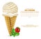 Ice cream cone Vector. Vanilla flavor poster. Fresh dessert menus