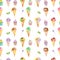 Ice cream and confection pattern on a white background