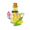 With ice cream corn oil put into cartoon bottle