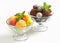 Ice cream coupes with chocolate truffles and pralines