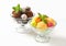 Ice cream coupes with chocolate truffles and pralines