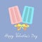 Ice cream couple. Bow on sticks. Happy Valentines Day. Love card. Rose quartz serenity color
