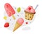 Ice-cream Cup and Fruit Frozen Confection on Stick as Frozen Dessert and Snack Vector Composition