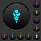 Ice cream dark push buttons with color icons