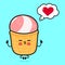 Ice cream doing yoga with speech bubble. Vector hand drawn cartoon kawaii character illustration icon. Isolated on blue