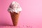 Ice cream elegance top down view on a charming pink background