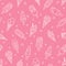 Ice cream, eskimo, waffle cone. Seamless pattern in doodle and cartoon style on pink background
