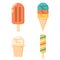 Ice cream flat cute icons.