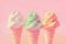 Ice cream with fluorescent colours on pink background