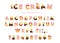 Ice cream font. Cute wafer letters and numbers can be used for birthday card, baby shower, Valentines day, sweets shop
