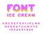 Ice cream font. sweetness alphabet. Liquid lettering. Sweet