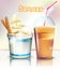 Ice cream and frappe Vector realistic. Summer delicious frozen yogurt and drink. 3d detailed illustrations