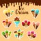 Ice cream fresh desserts vector poster