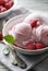 Ice cream with fresh raspberry