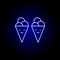 ice-cream friendship outline blue neon icon. Elements of friendship line icon. Signs, symbols and vectors can be used for web,