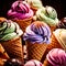 Ice cream, frozen dairy desert, popular sweet cold snack