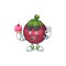 With ice cream fruit mangosteen cartoon character for health